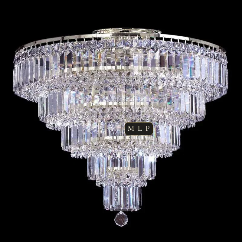 Ligne Five-Tier Empire Crystal Flush Mount, 26" in polished chrome