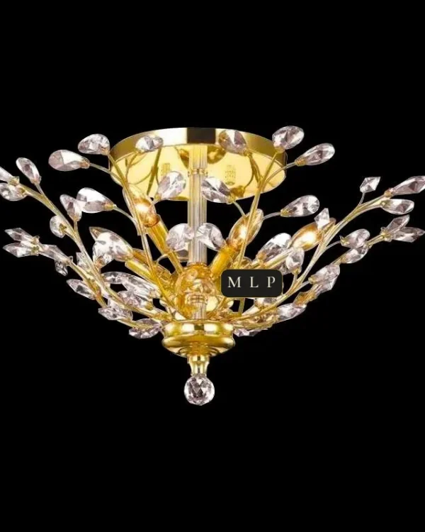 Ligne Empire Crystal Flush Mount, 27" in gold