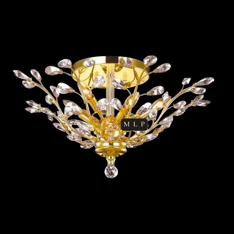 Ligne Empire Crystal Flush Mount, 27" in gold