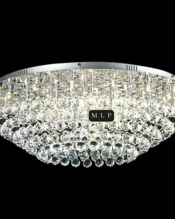 Ligne Empire Crystal Flush Mount III, 31" × 14" H in Polished Chrome in polished chrome