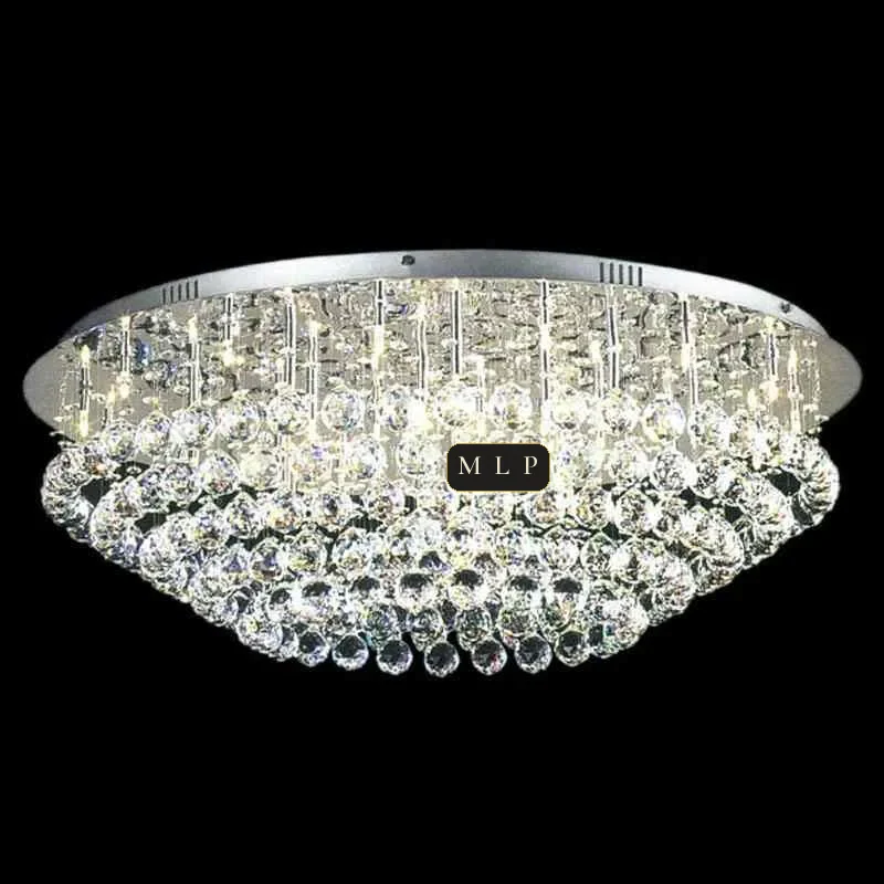 Ligne Empire Crystal Flush Mount III, 31" × 14" H in Polished Chrome in polished chrome