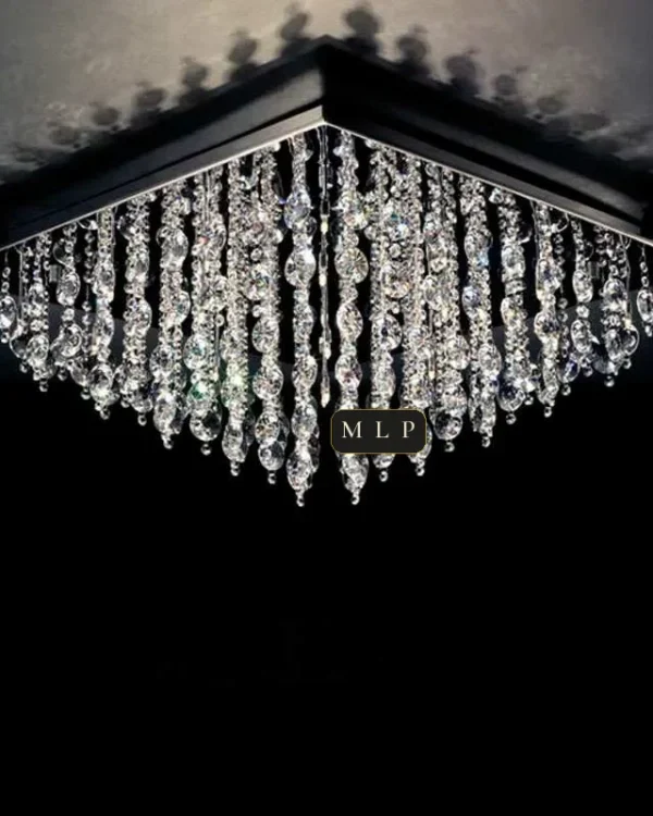 Ligne Empire Crystal Flush Mount II, 31" × 14" H in Polished Chrome in polished chrome