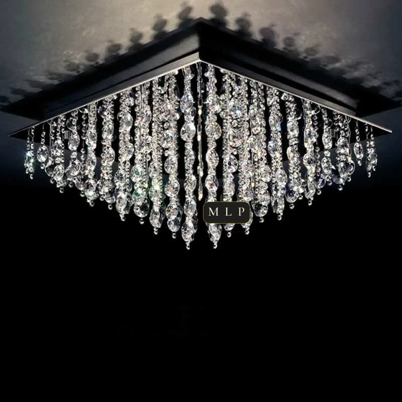 Ligne Empire Crystal Flush Mount II, 31" × 14" H in Polished Chrome in polished chrome