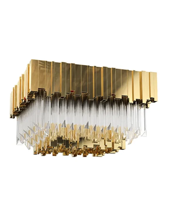 Marly Square Empire Glass Flush Mount, 24" in gold