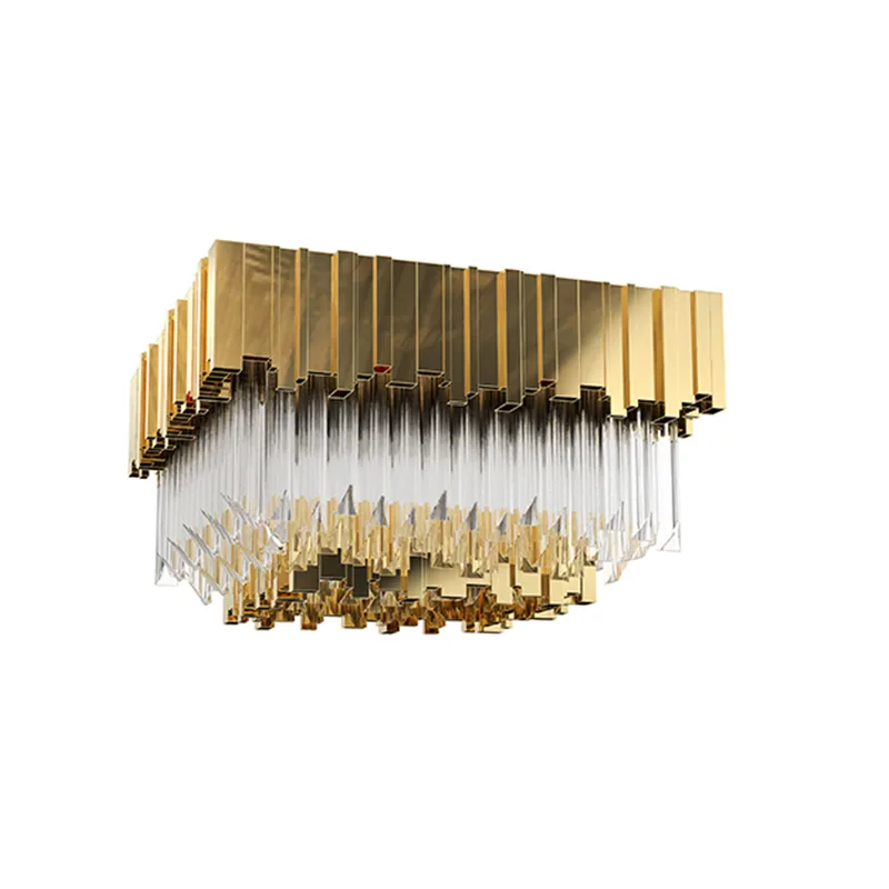 Marly Square Empire Glass Flush Mount, 24" in gold