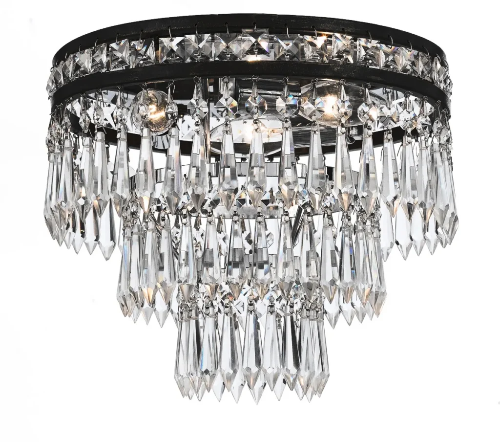 Tuileries Empire Crystal Flush Mount, 11" × 9" H in Black in black