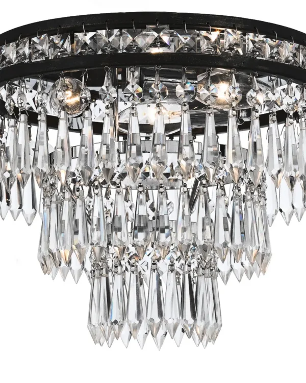 Tuileries Empire Crystal Flush Mount, 11" × 9" H in Black in black