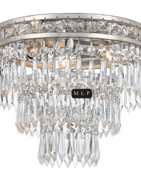 Tuileries Empire Crystal Flush Mount, 11" × 9" H in Polished Chrome in polished chrome