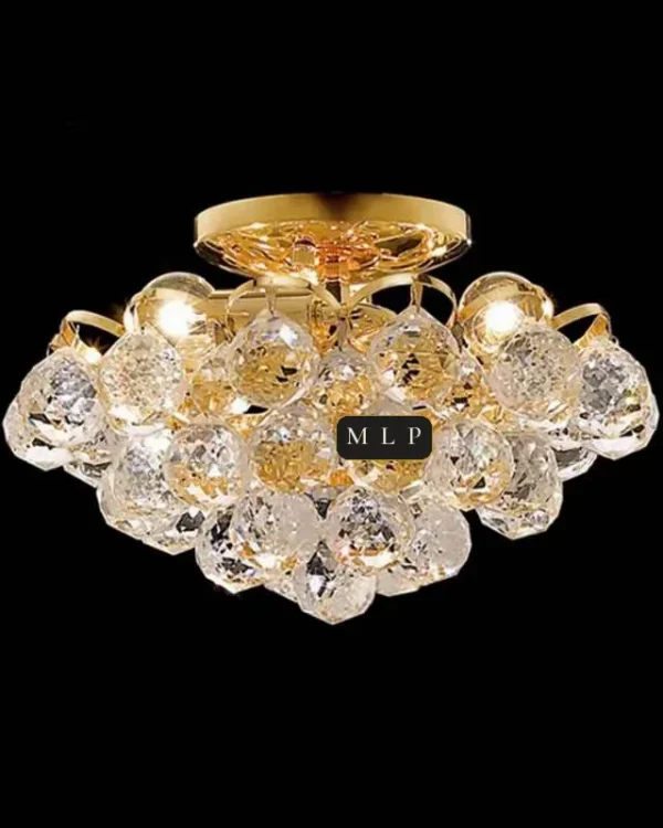 Tuileries Empire Crystal Flush Mount, 12" × 7" H in gold