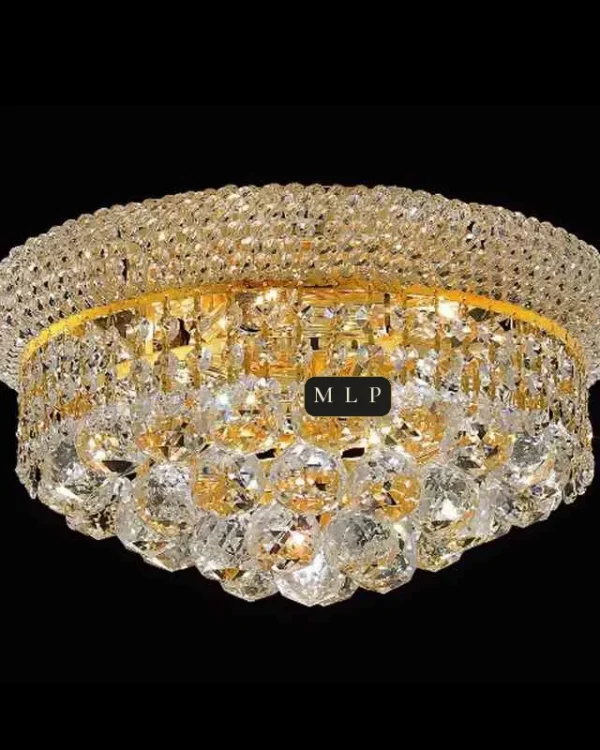 Tuileries Empire Crystal Flush Mount II, 14" × 8" H in Gold in gold