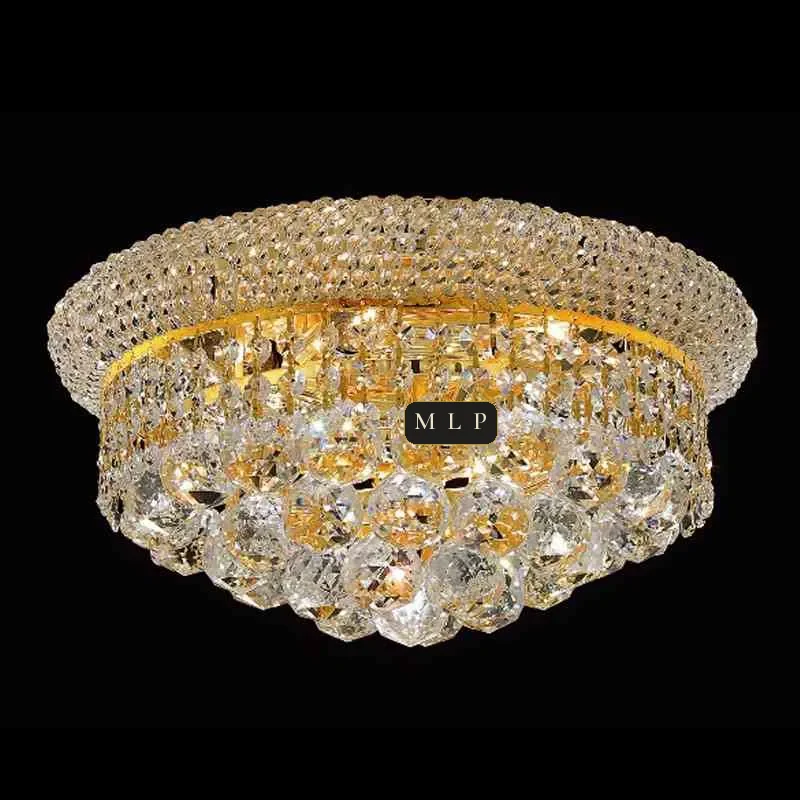 Tuileries Empire Crystal Flush Mount II, 14" × 8" H in Gold in gold