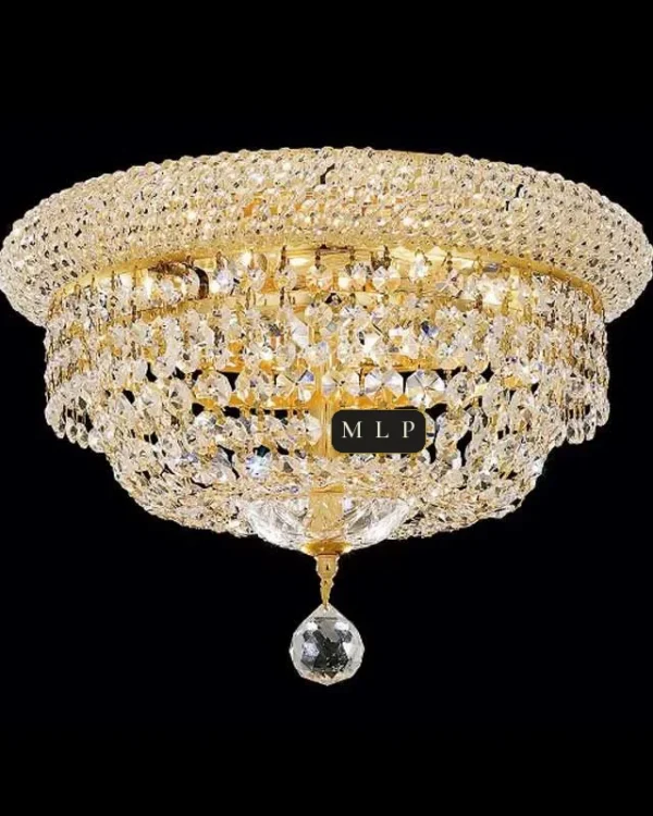 Tuileries Empire Crystal Flush Mount III, 14" × 10" H in Gold in gold