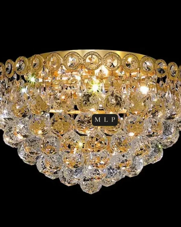 Tuileries Empire Crystal Flush Mount II, 14" × 10" H in Gold in gold