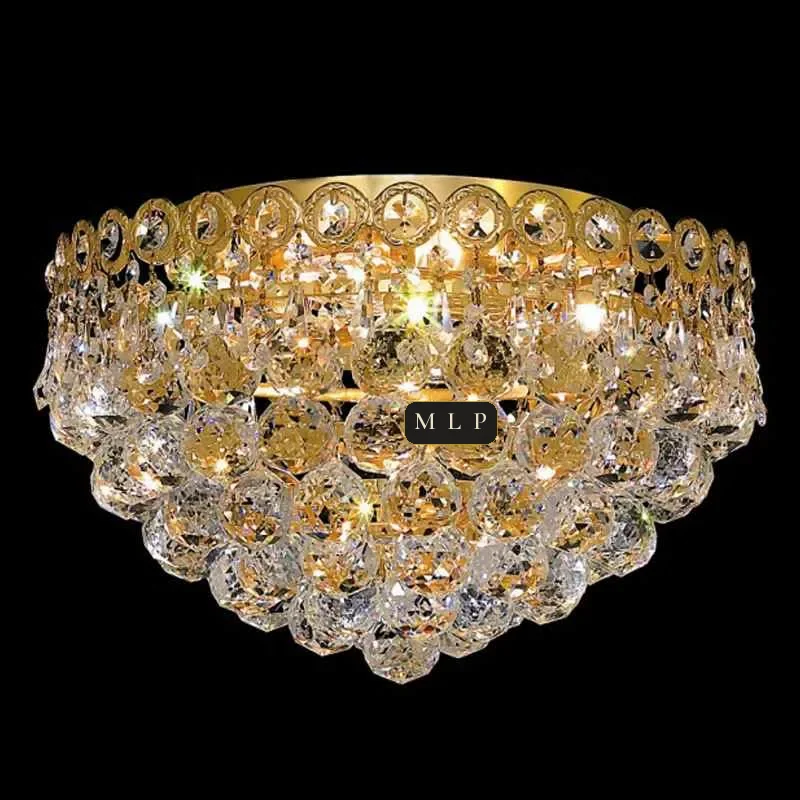 Tuileries Empire Crystal Flush Mount II, 14" × 10" H in Gold in gold