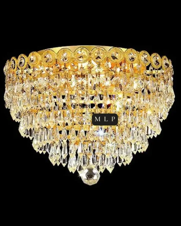 Tuileries Empire Crystal Flush Mount, 14" × 10" H in Gold in gold