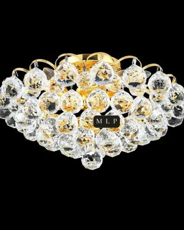 Tuileries Empire Crystal Flush Mount, 14" × 7" H in gold