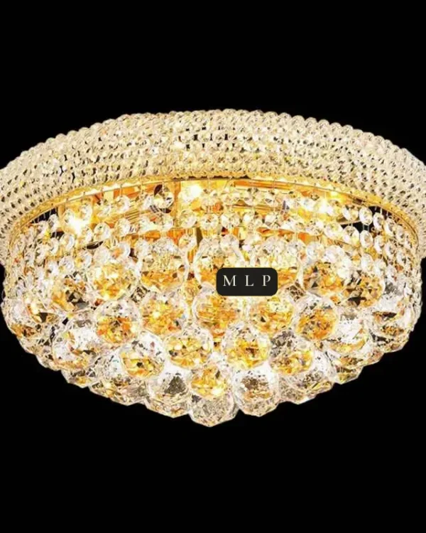 Tuileries Empire Crystal Flush Mount VI, 16" × 10" H in Gold in gold