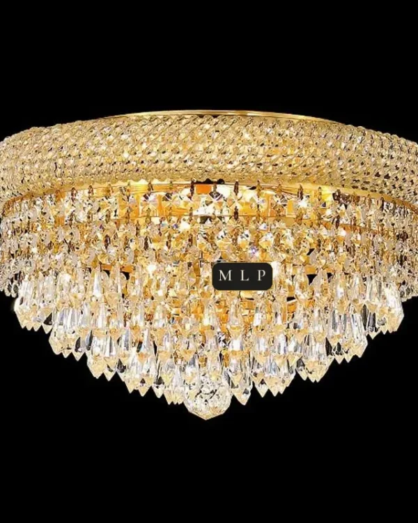 Tuileries Empire Crystal Flush Mount, 16" × 8" H in gold
