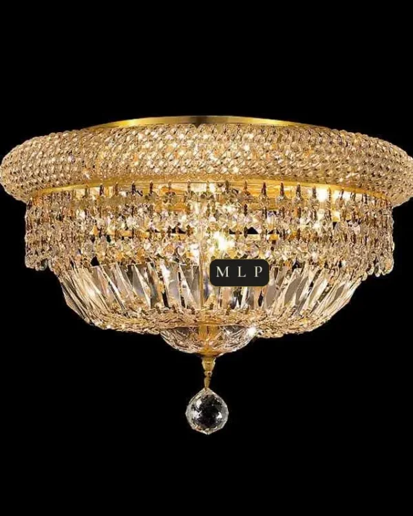 Tuileries Empire Crystal Flush Mount, 16" × 11" H in gold
