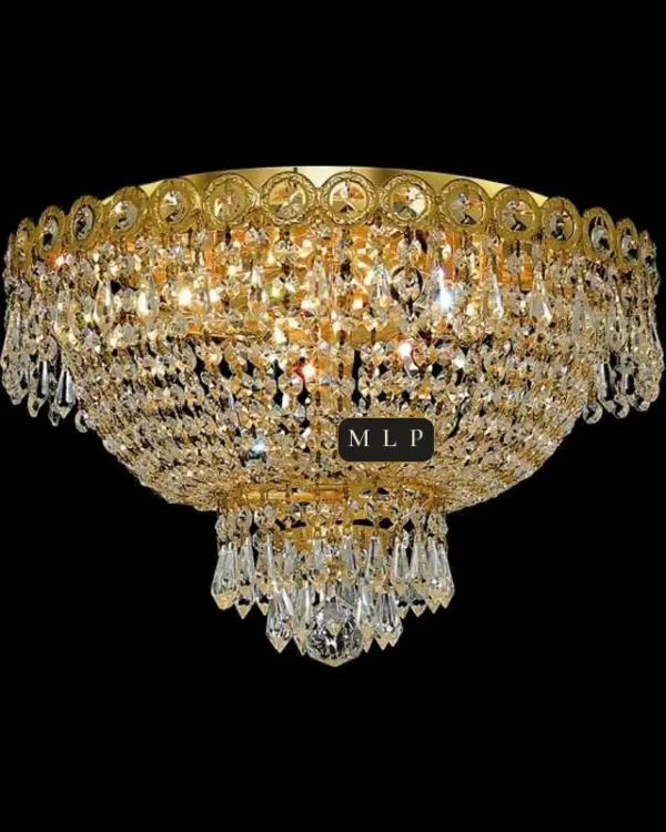 Tuileries Empire Crystal Flush Mount III, 16" × 10" H in Gold in gold