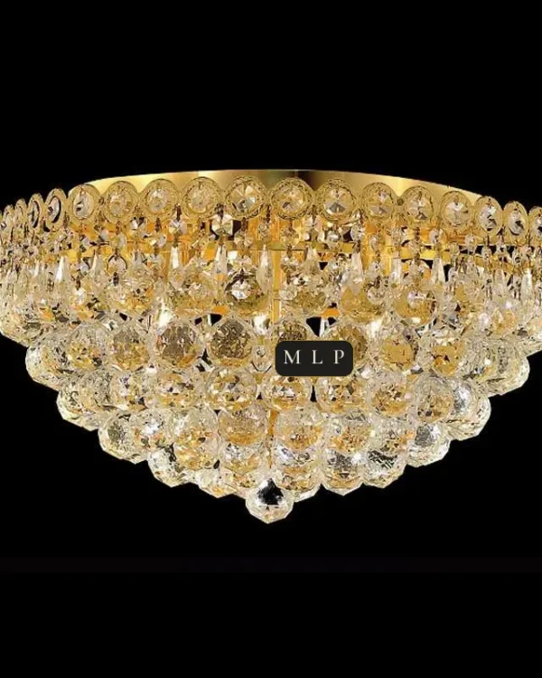 Tuileries Empire Crystal Flush Mount II, 16" × 10" H in Gold in gold