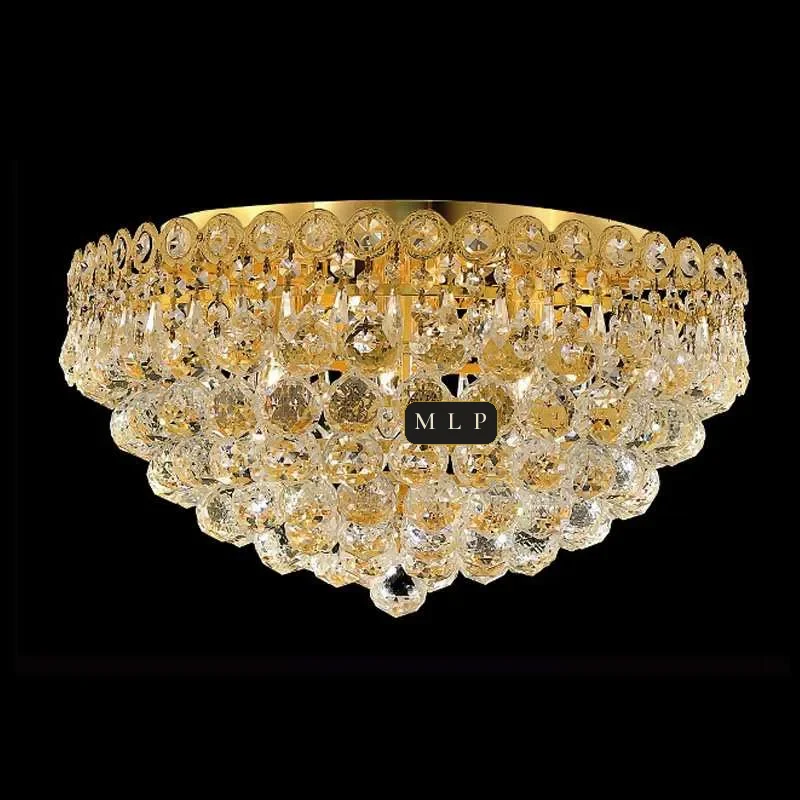 Tuileries Empire Crystal Flush Mount II, 16" × 10" H in Gold in gold