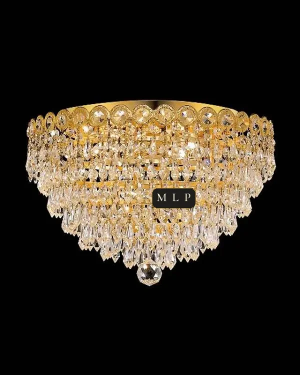 Tuileries Empire Crystal Flush Mount, 16" × 10" H in Gold in gold