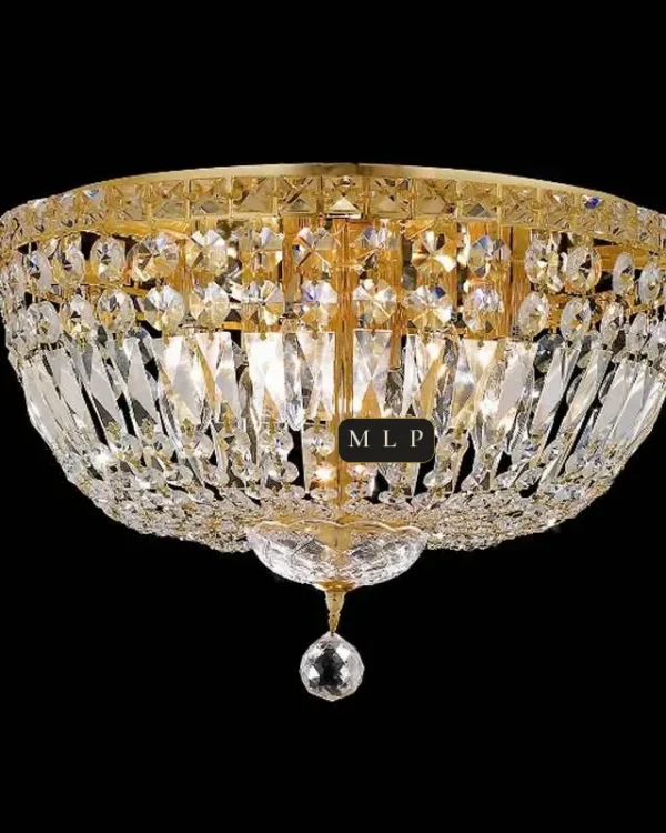 Tuileries Empire Crystal Flush Mount, 18" × 11" H in gold