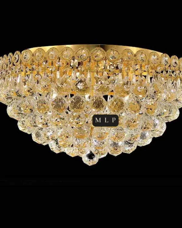Tuileries Empire Crystal Flush Mount, 18" × 10" H in gold