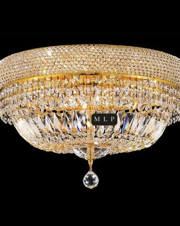 Tuileries Empire Crystal Flush Mount IV, 20" × 12" H in Gold in gold