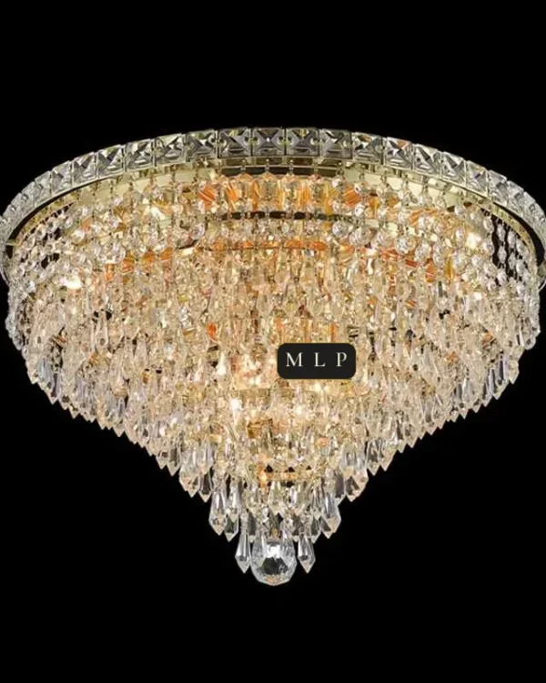 Tuileries Empire Crystal Flush Mount III, 20" × 12" H in Gold in gold
