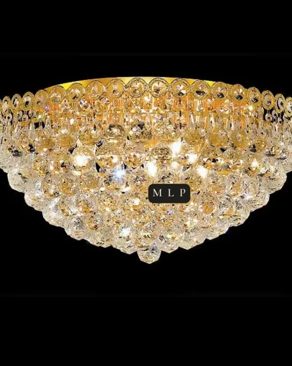 Tuileries Empire Crystal Flush Mount II, 20" × 12" H in Gold in gold