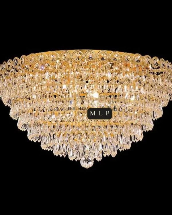 Tuileries Empire Crystal Flush Mount, 20" × 12" H in Gold in gold