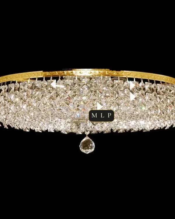 Tuileries Empire Crystal Flush Mount, 20" × 6" H in gold
