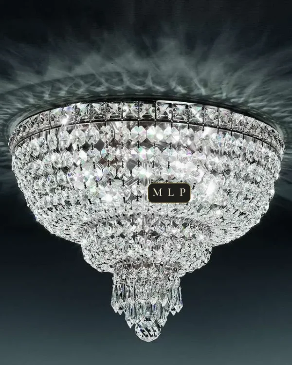 Tuileries Empire Crystal Flush Mount, 20" × 18" H in polished chrome