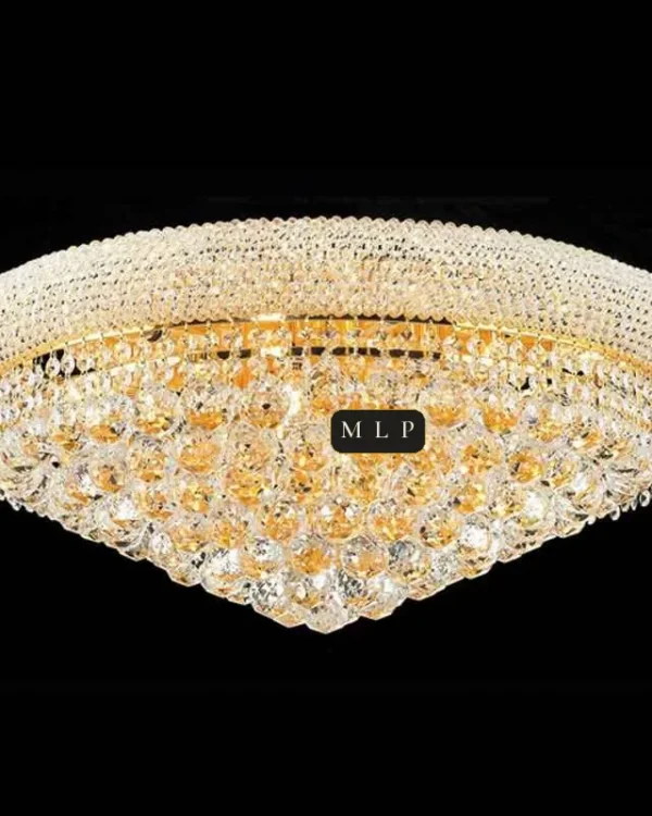 Tuileries Empire Crystal Flush Mount IV, 24" × 13" H in Gold in gold