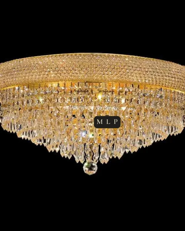 Tuileries Empire Crystal Flush Mount, 24" × 12" H in Gold in gold