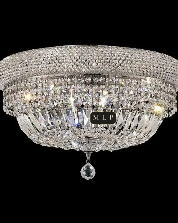 Tuileries Empire Crystal Flush Mount, 24" × 14" H in Polished Chrome in polished chrome