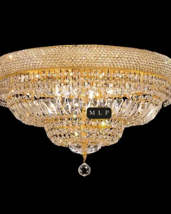 Tuileries Empire Crystal Flush Mount II, 24" × 14" H in Gold in gold