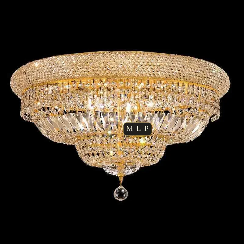Tuileries Empire Crystal Flush Mount II, 24" × 14" H in Gold in gold