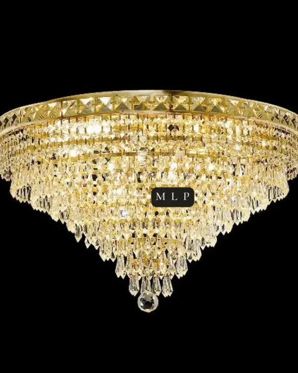Tuileries Empire Crystal Flush Mount, 24" × 14" H in Gold in gold
