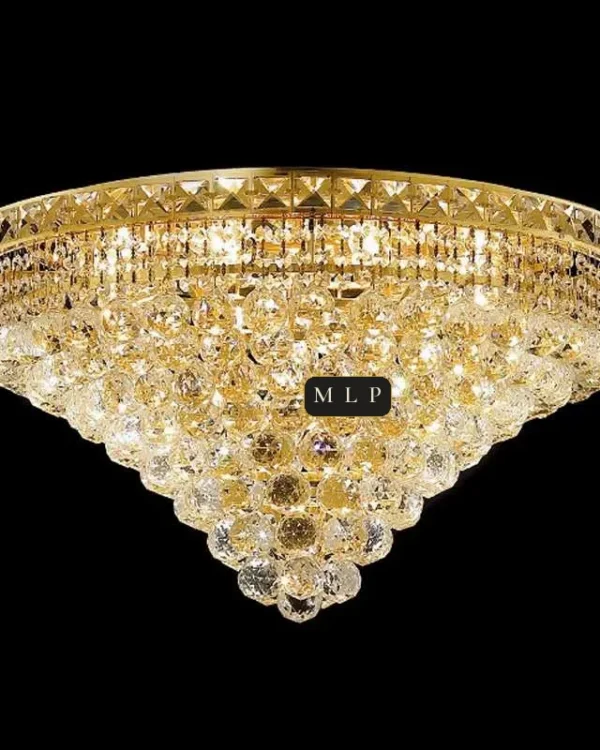 Tuileries Empire Crystal Flush Mount III, 24" × 13" H in Gold in gold