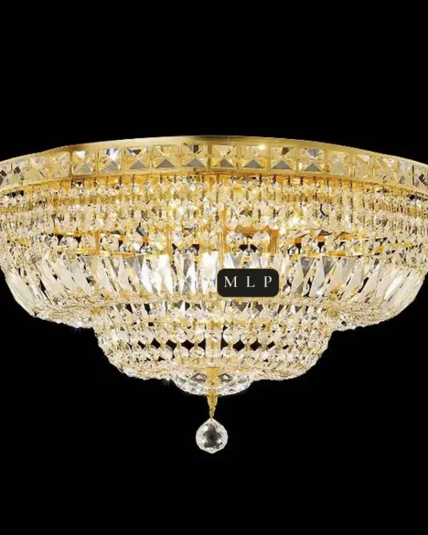 Tuileries Empire Crystal Flush Mount II, 24" × 13" H in Gold in gold