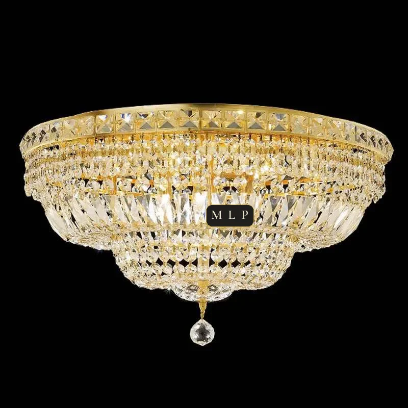 Tuileries Empire Crystal Flush Mount II, 24" × 13" H in Gold in gold