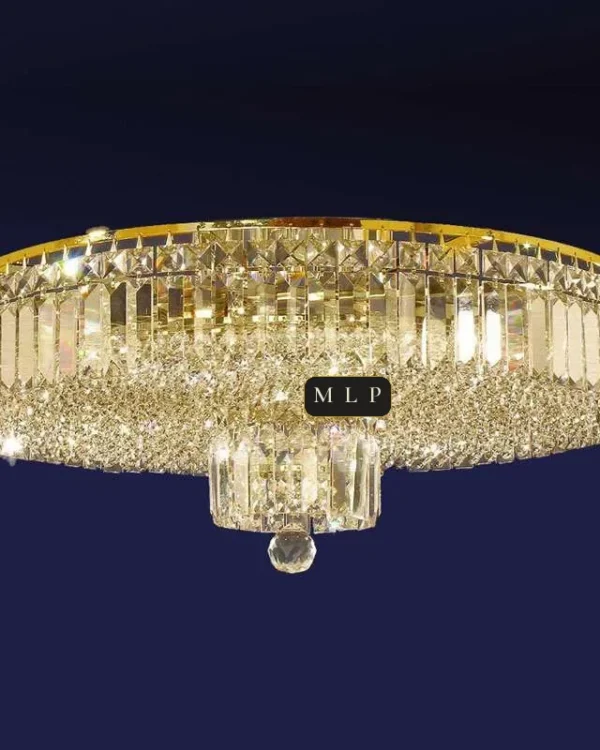 Tuileries Empire Crystal Flush Mount, 24" × 13" H in Gold in gold