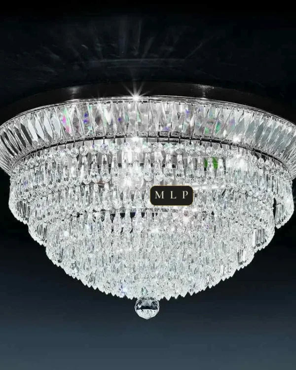 Tuileries Empire Crystal Flush Mount, 24" × 12" H in Polished Chrome in polished chrome