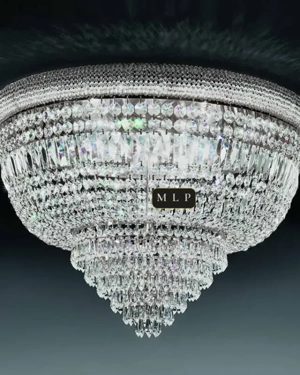 Tuileries Empire Crystal Flush Mount, 26" × 18" H in polished chrome