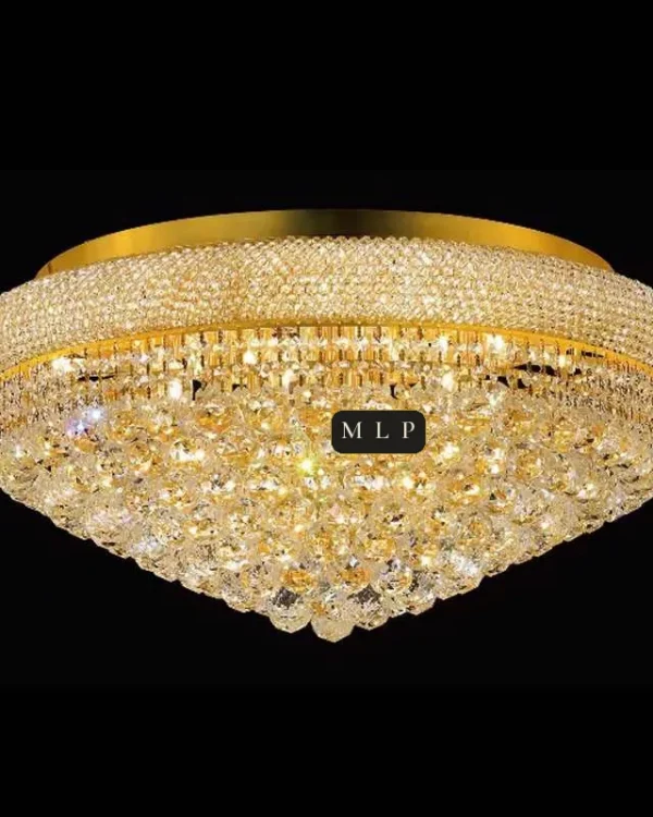 Tuileries Empire Crystal Flush Mount II, 28" × 13" H in Gold in gold