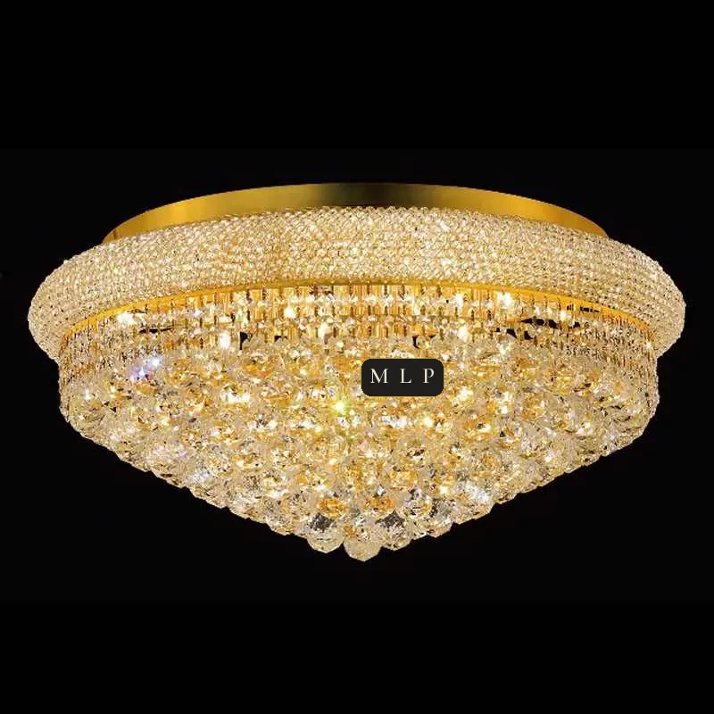 Tuileries Empire Crystal Flush Mount II, 28" × 13" H in Gold in gold