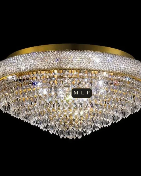 Tuileries Empire Crystal Flush Mount, 28" × 13" H in Gold in gold